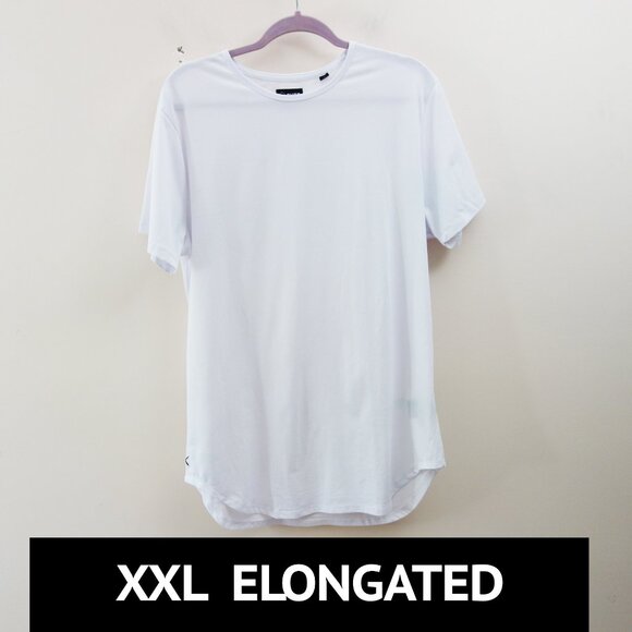 Cuts Men’s T-shirt Curve Hem White Short Sleeve (XXL Elongated) NWOT! - Picture 1 of 9